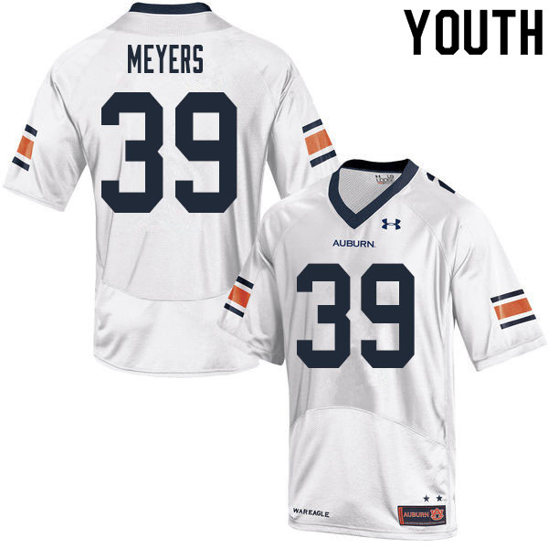 Auburn Tigers Youth Marshall Meyers #39 White Under Armour Stitched College 2020 NCAA Authentic Football Jersey CND0374DM